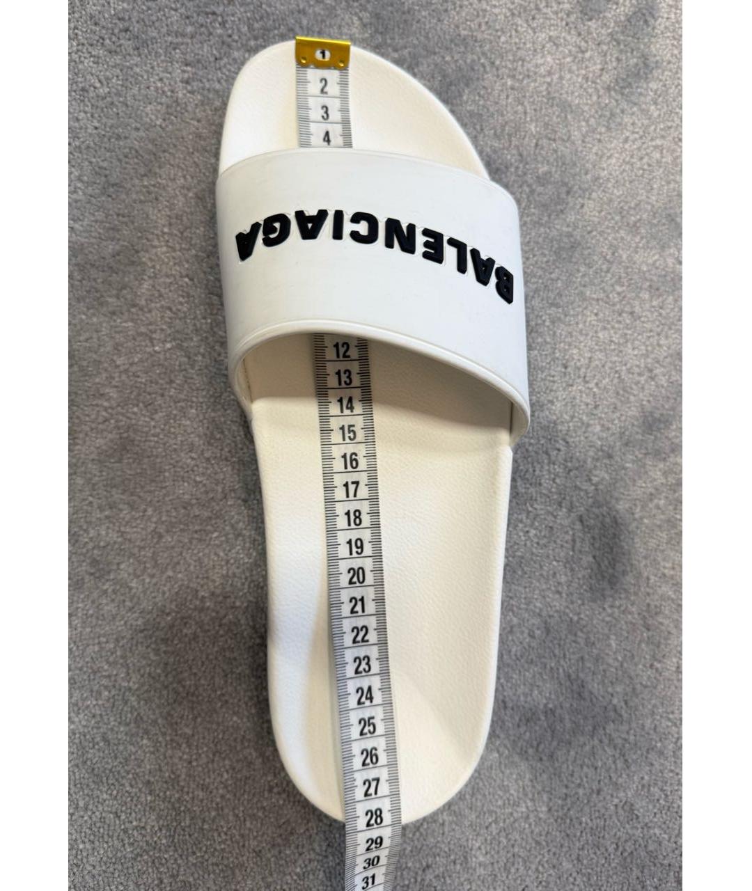 BALENCIAGA Белые резиновые шлепанцы, фото 7