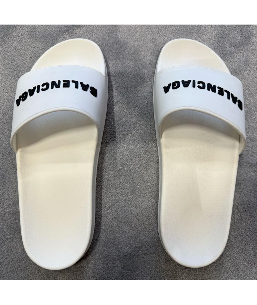 BALENCIAGA Белые резиновые шлепанцы, фото 3