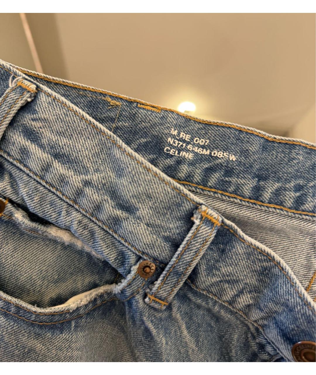 CELINE Голубые хлопковые джинсы скинни, фото 4