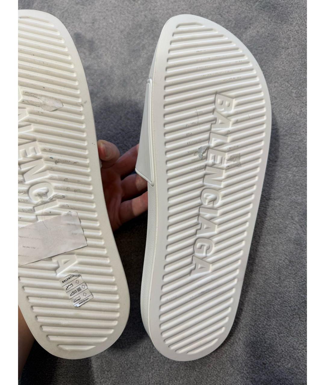 BALENCIAGA Белые резиновые шлепанцы, фото 8