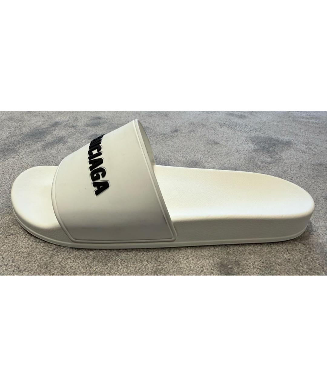 BALENCIAGA Белые резиновые шлепанцы, фото 9