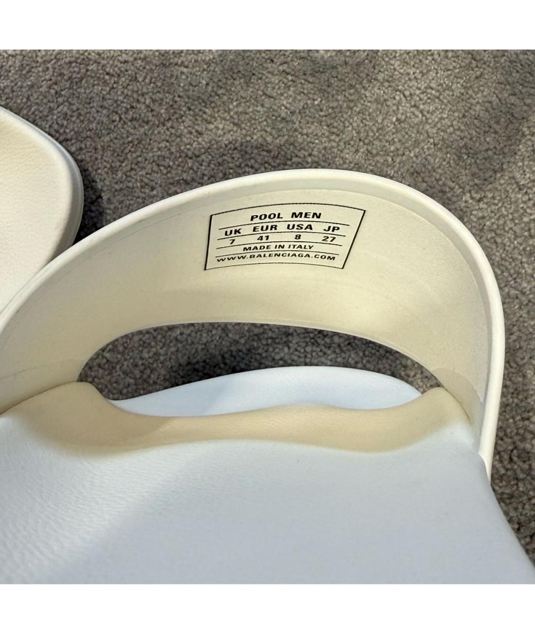 BALENCIAGA Белые резиновые шлепанцы, фото 6