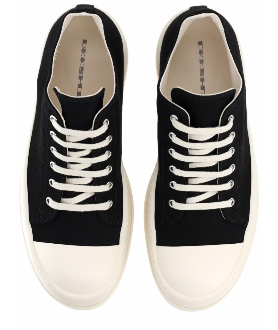 RICK OWENS DRKSHDW Черные текстильные низкие кроссовки / кеды, фото 4