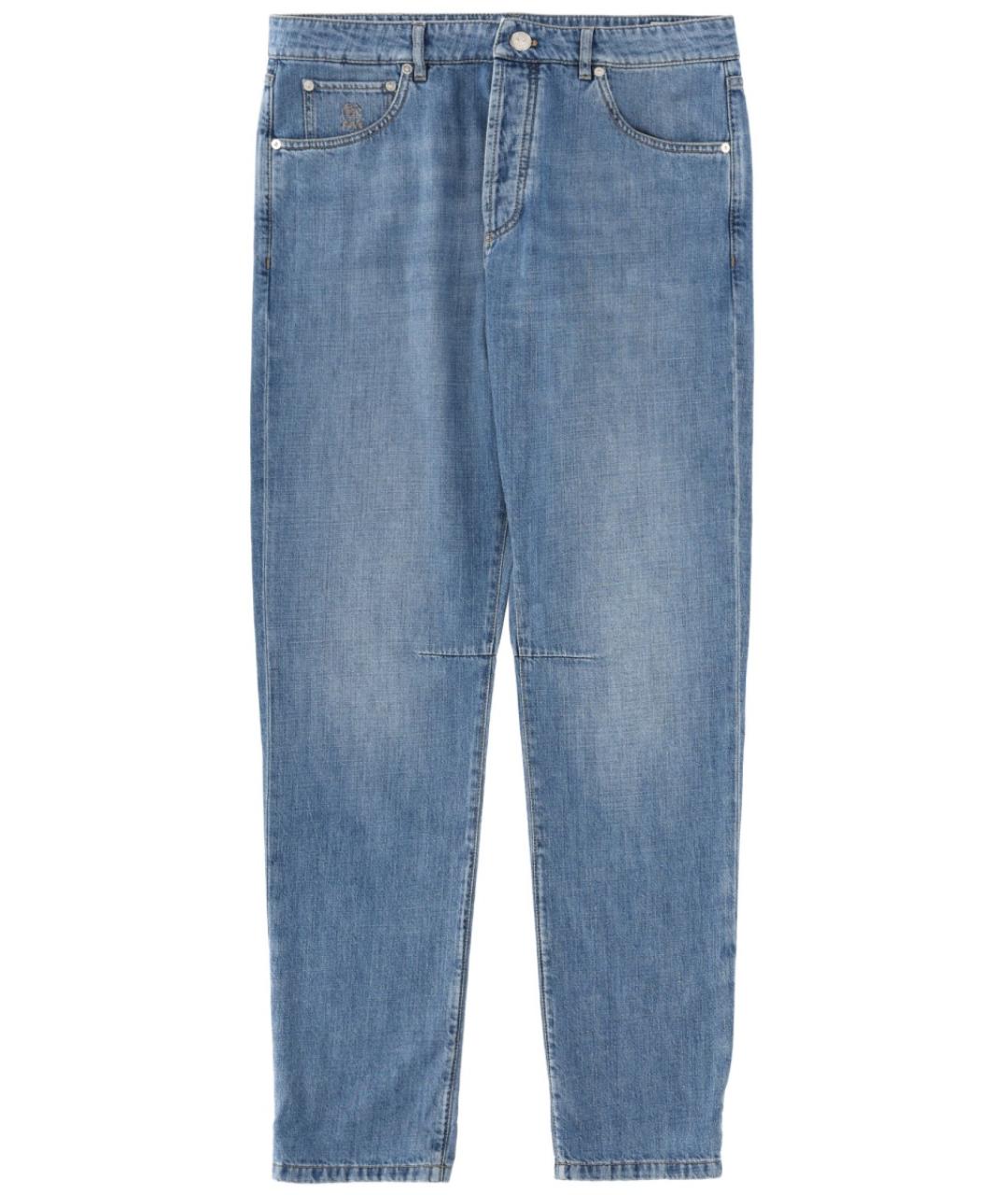 BRUNELLO CUCINELLI Голубые хлопковые джинсы скинни, фото 1