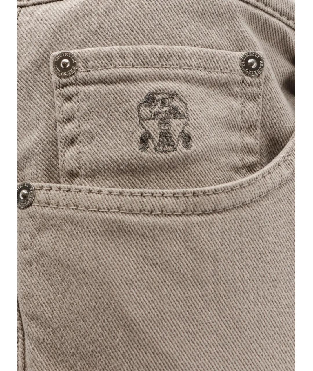 BRUNELLO CUCINELLI Серые хлопко-эластановые прямые джинсы, фото 3