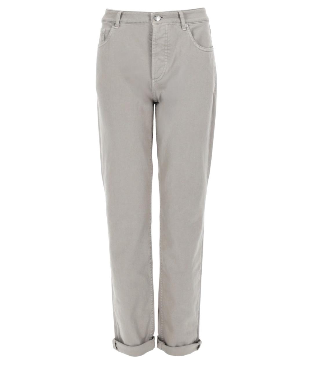 BRUNELLO CUCINELLI Серые хлопко-эластановые прямые джинсы, фото 1