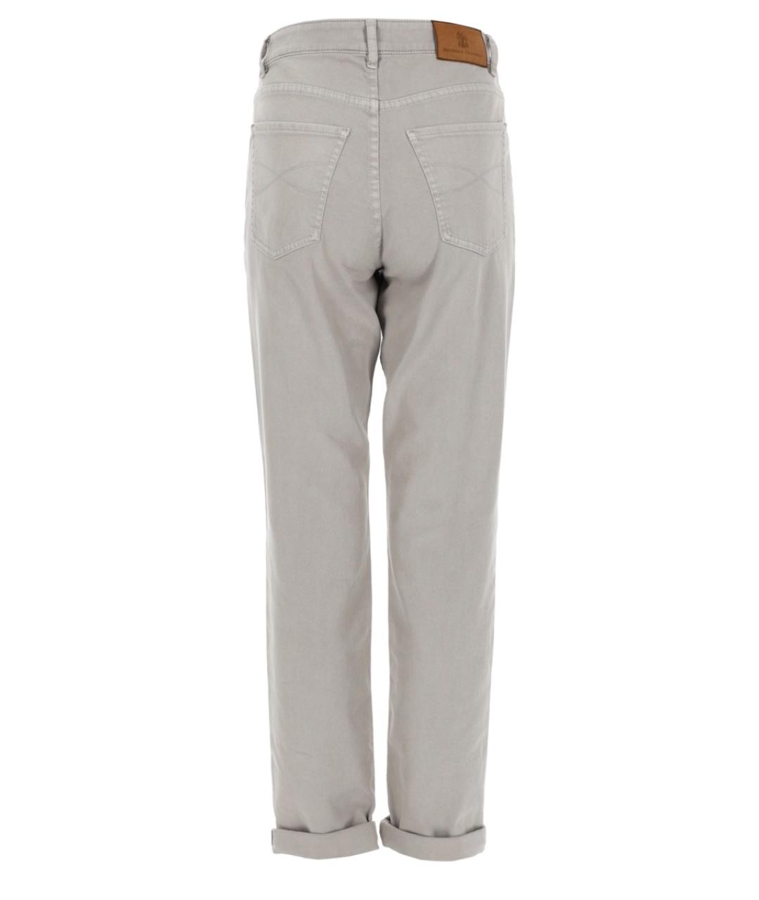 BRUNELLO CUCINELLI Серые хлопко-эластановые прямые джинсы, фото 2