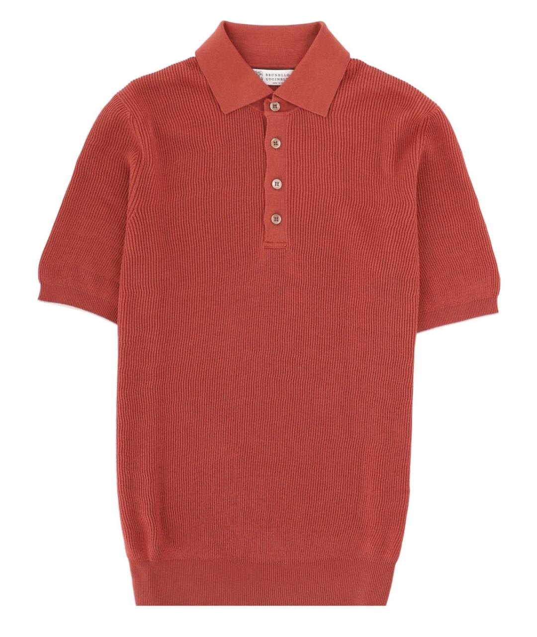 BRUNELLO CUCINELLI Красное хлопковое поло с коротким рукавом, фото 1