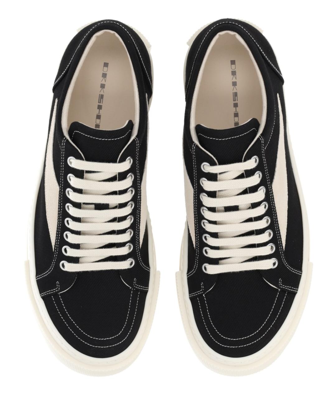 RICK OWENS DRKSHDW Черные текстильные низкие кроссовки / кеды, фото 5