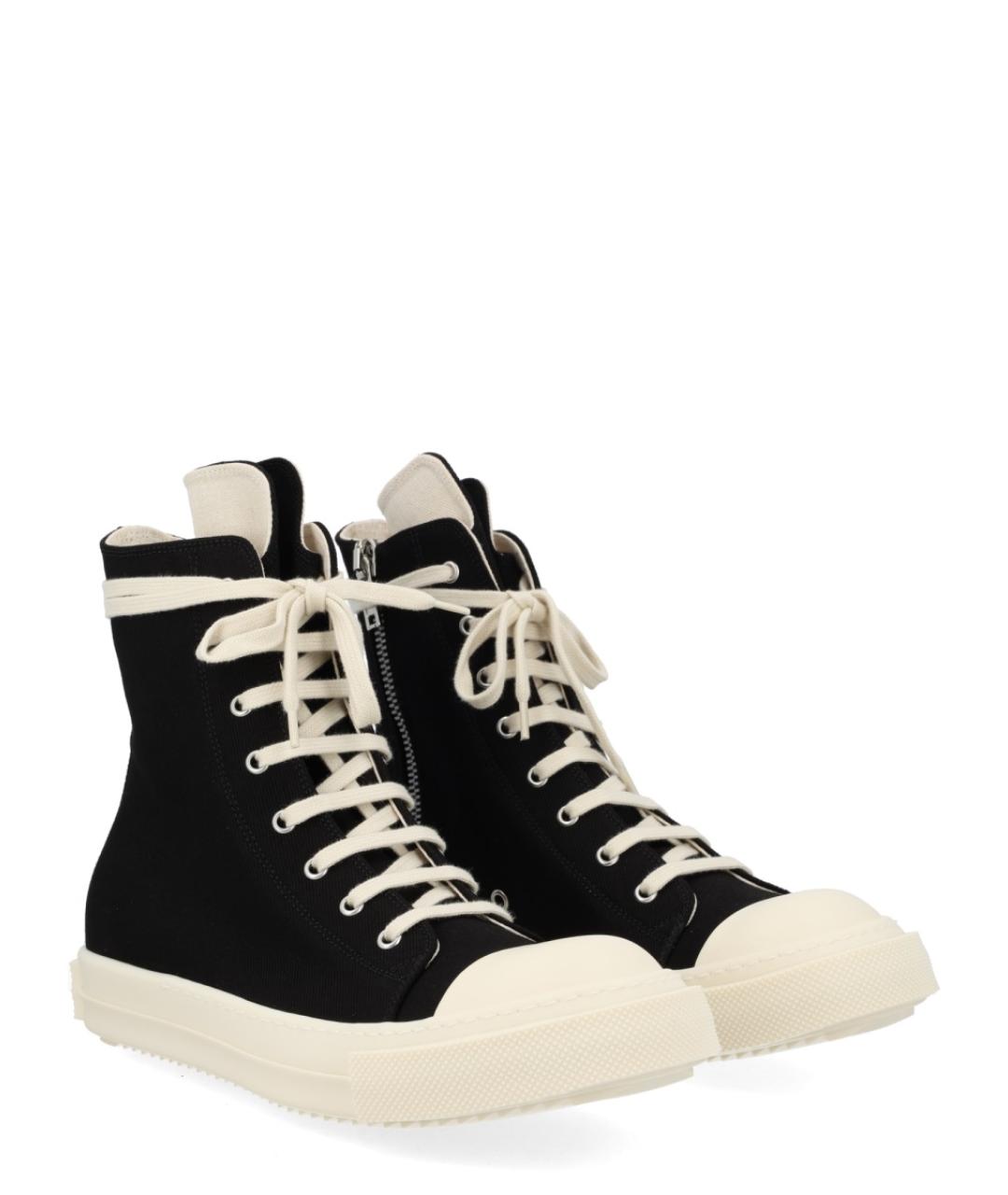 RICK OWENS DRKSHDW Черные текстильные высокие кроссовки / кеды, фото 2