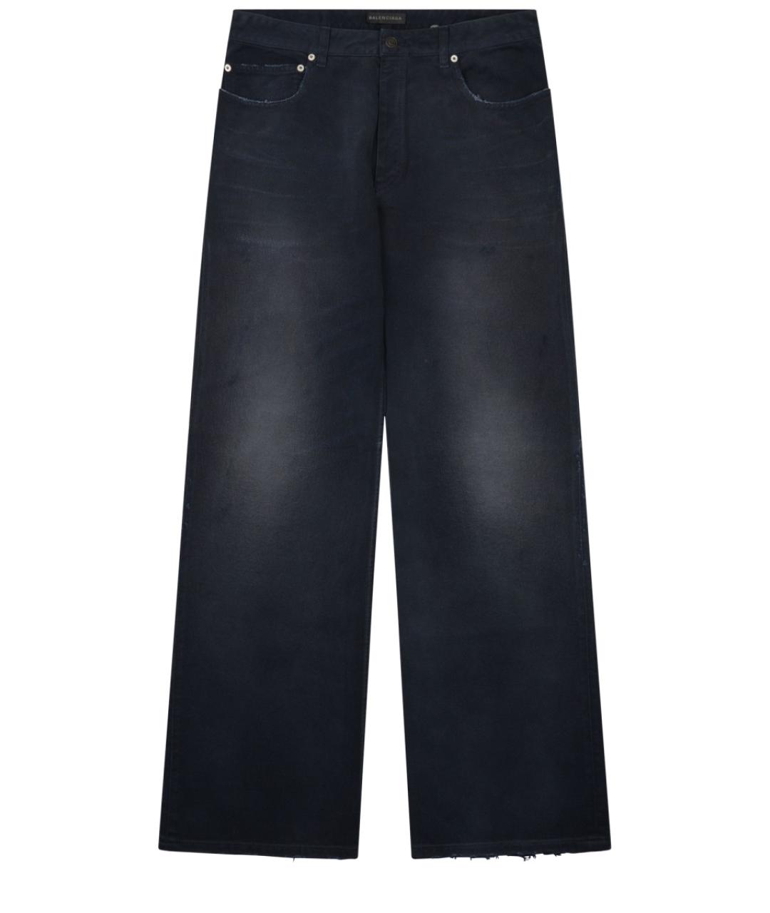 BALENCIAGA Темно-синие хлопковые прямые джинсы, фото 1