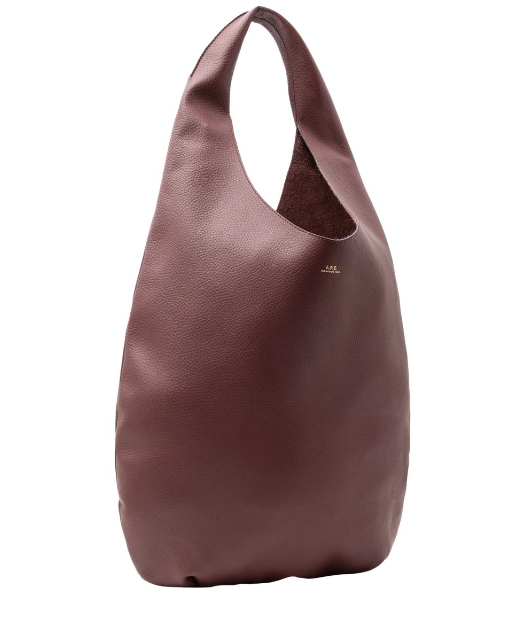 A.P.C. Бордовая кожаная сумка тоут, фото 3