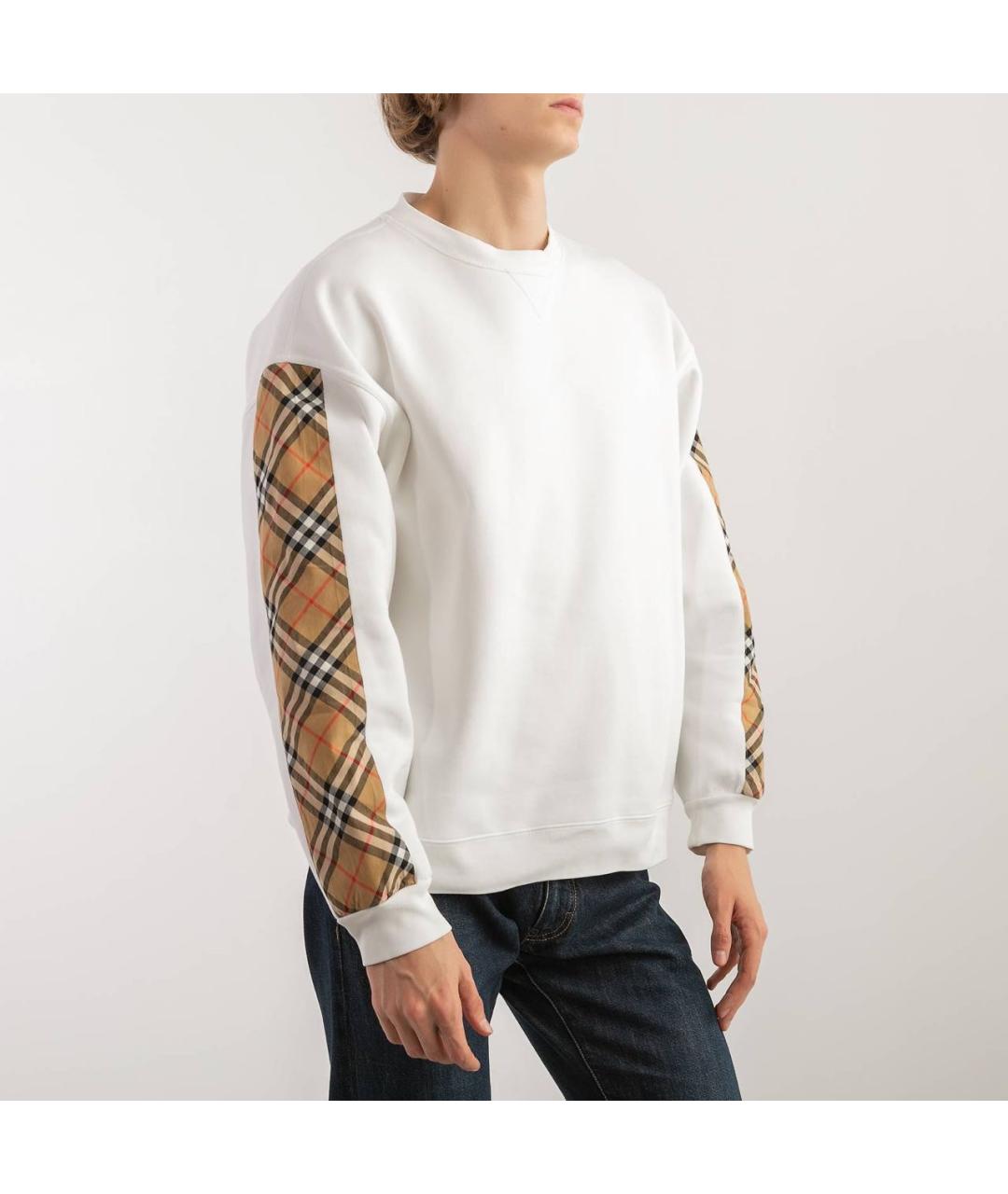 BURBERRY Белый хлопко-эластановый джемпер / свитер, фото 2