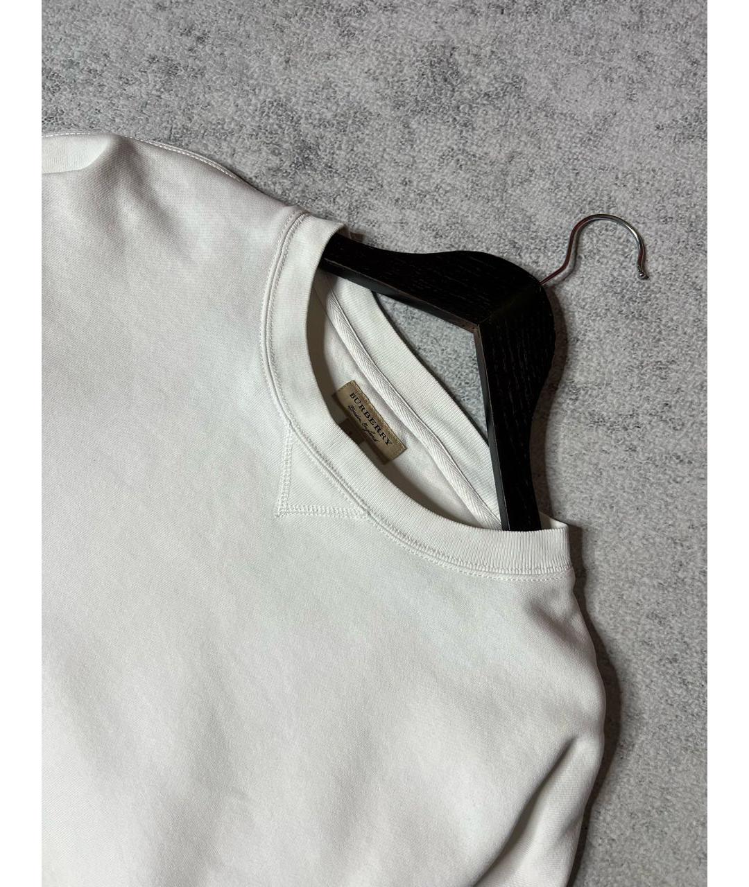 BURBERRY Белый хлопко-эластановый джемпер / свитер, фото 7