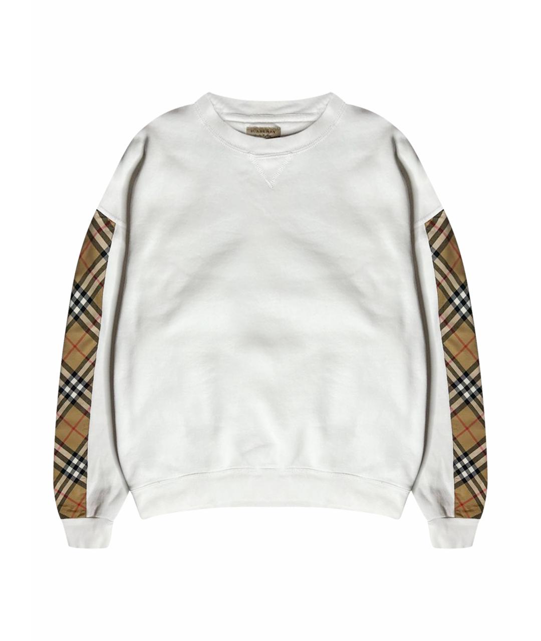 BURBERRY Белый хлопко-эластановый джемпер / свитер, фото 1