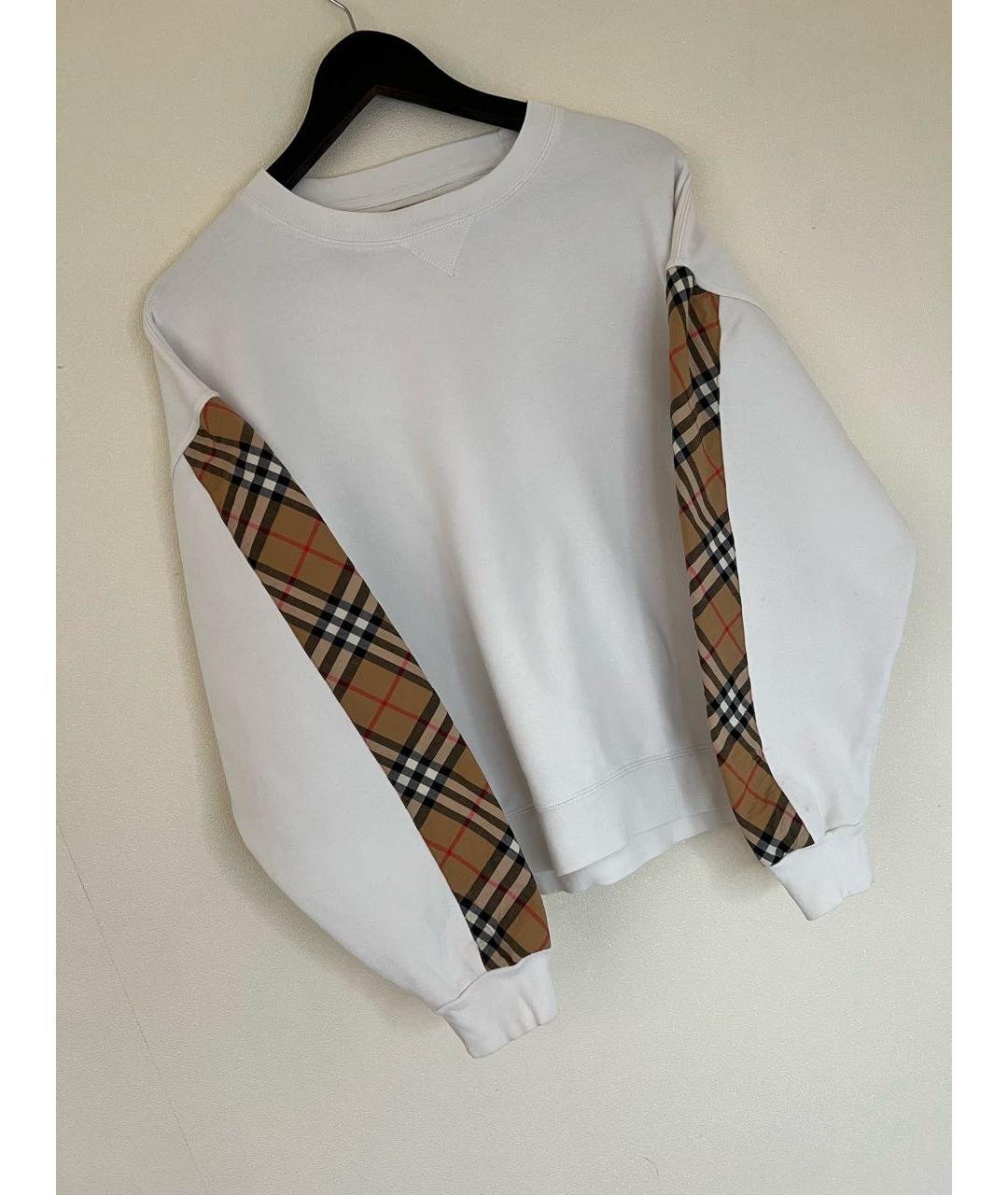 BURBERRY Белый хлопко-эластановый джемпер / свитер, фото 5