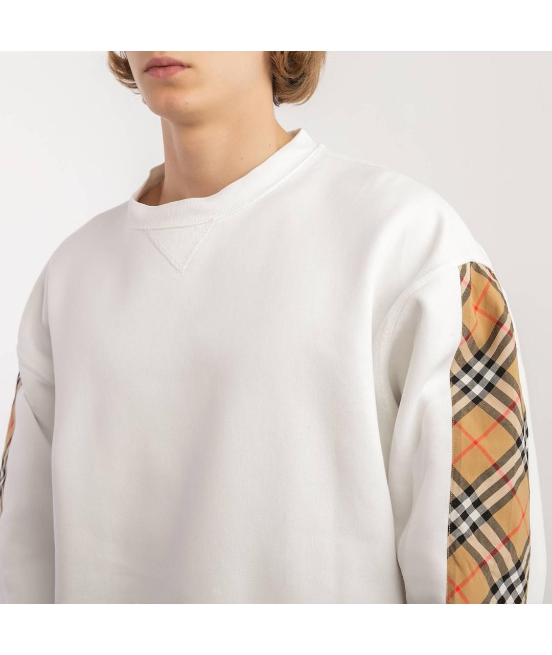 BURBERRY Белый хлопко-эластановый джемпер / свитер, фото 4