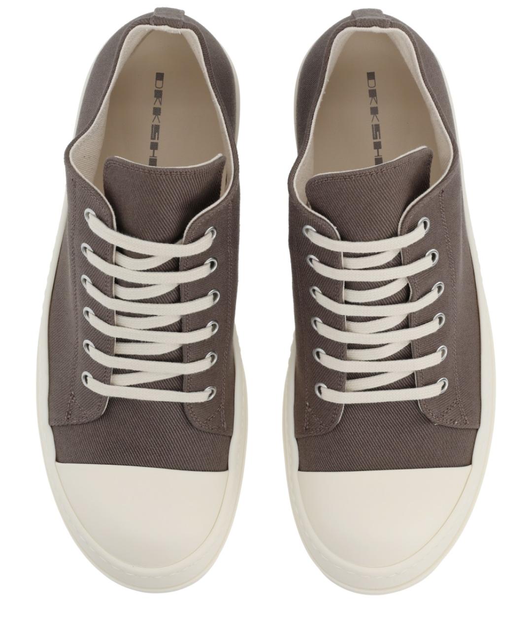RICK OWENS DRKSHDW Серые текстильные низкие кроссовки / кеды, фото 5