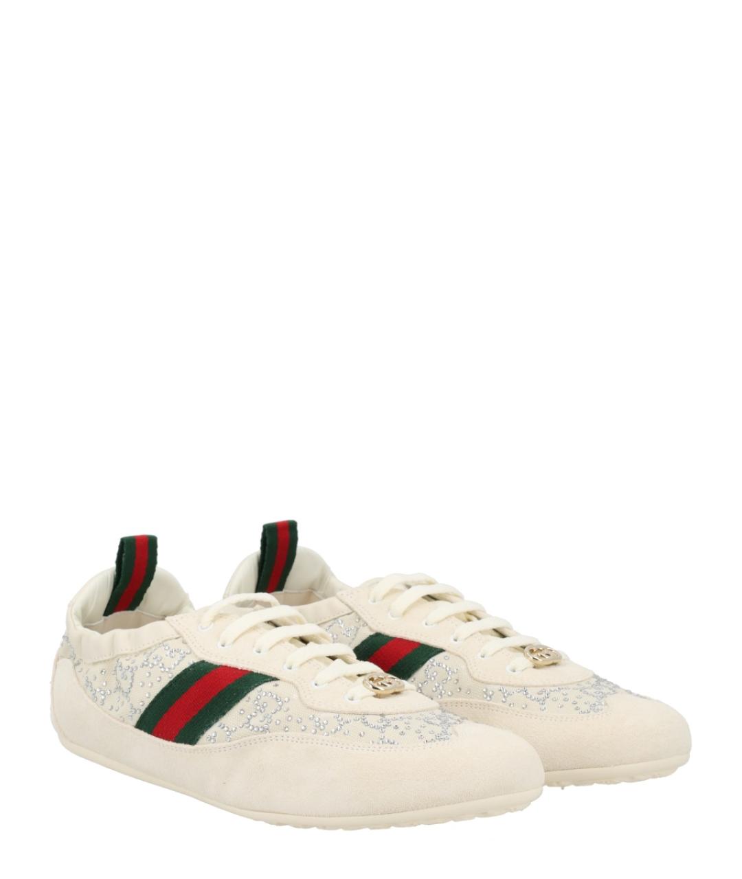 GUCCI Бежевые текстильные кроссовки, фото 4