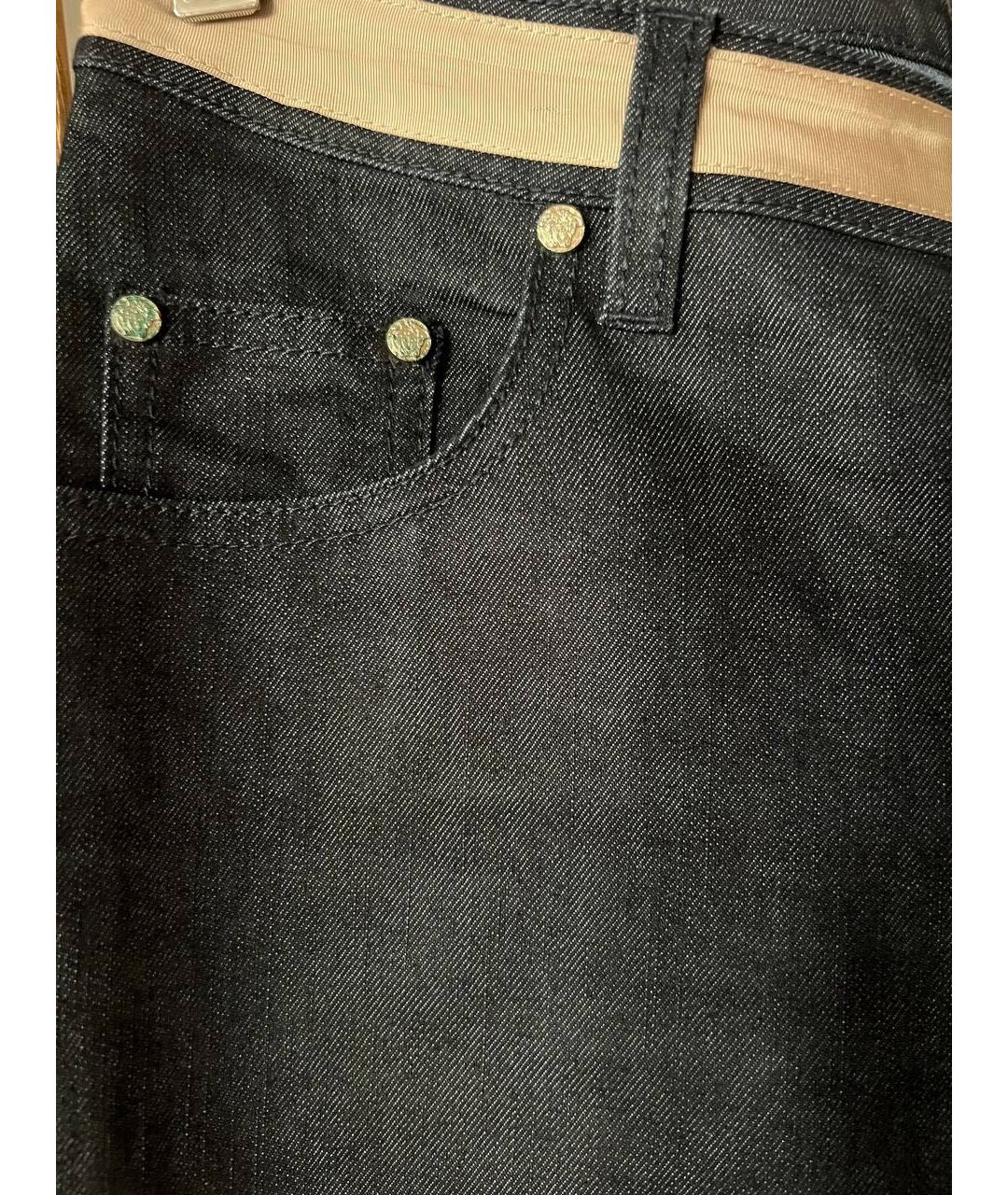 VERSACE Темно-синие хлопковые прямые джинсы, фото 4