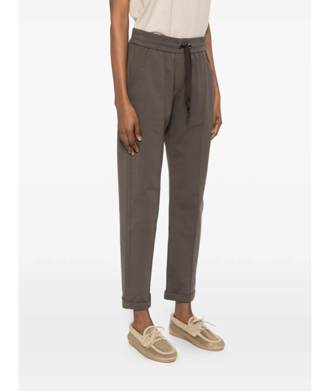 BRUNELLO CUCINELLI Коричневые хлопковые спортивные брюки и шорты, фото 3