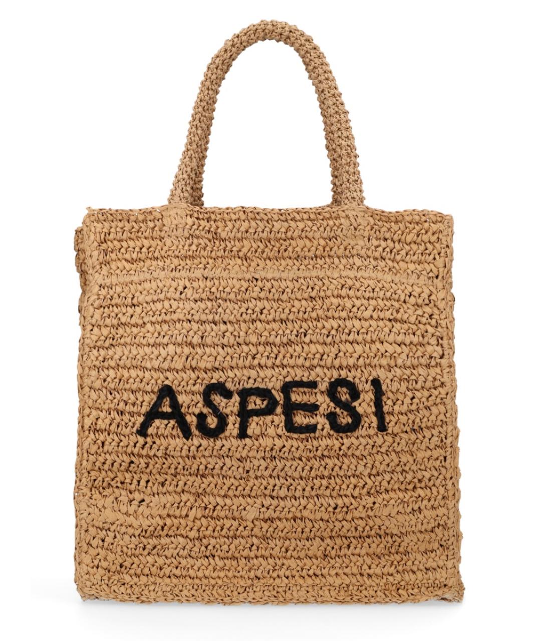 ASPESI Коричневая пелетеная сумка тоут, фото 1