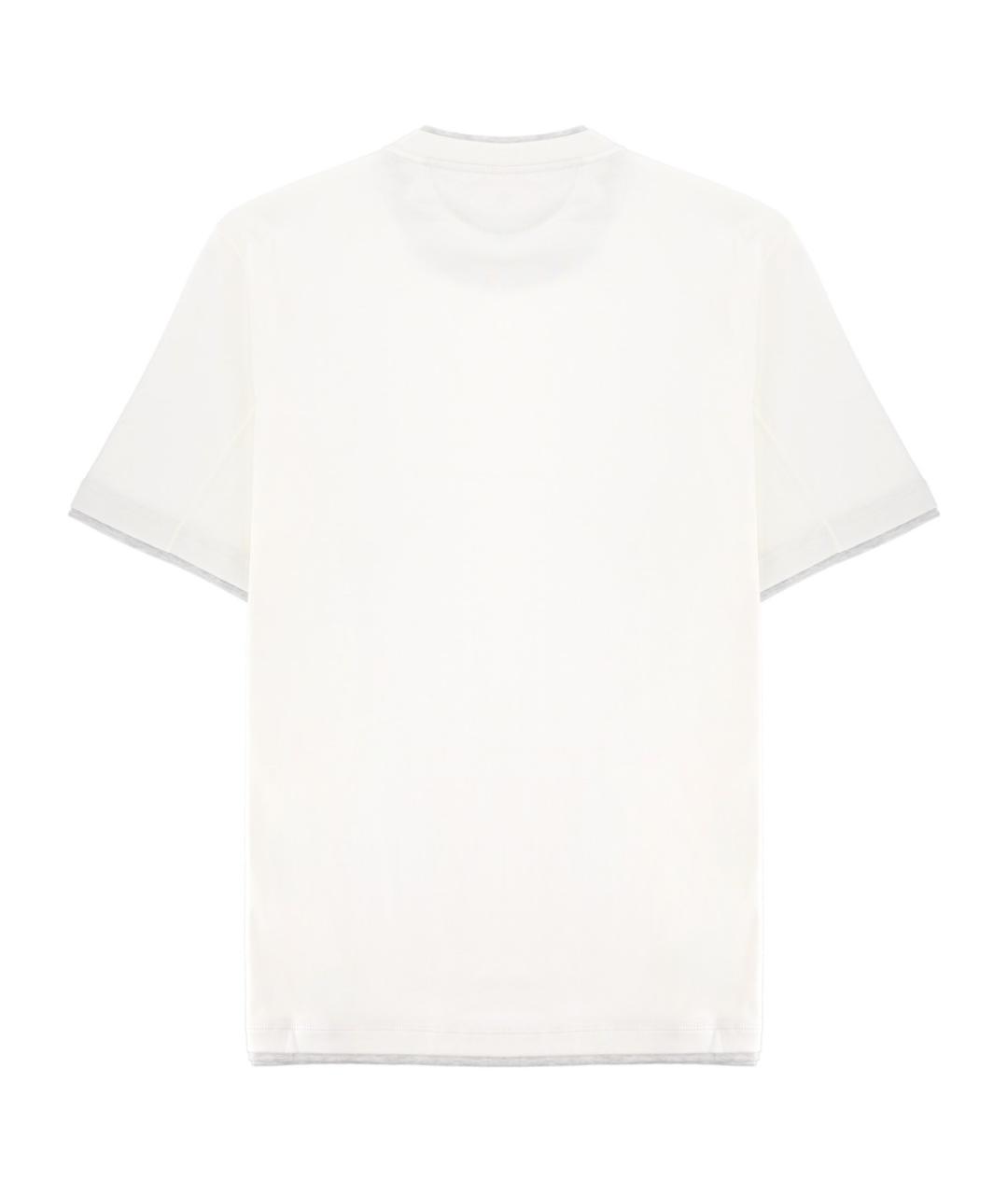 BRUNELLO CUCINELLI Белая хлопковая футболка, фото 2