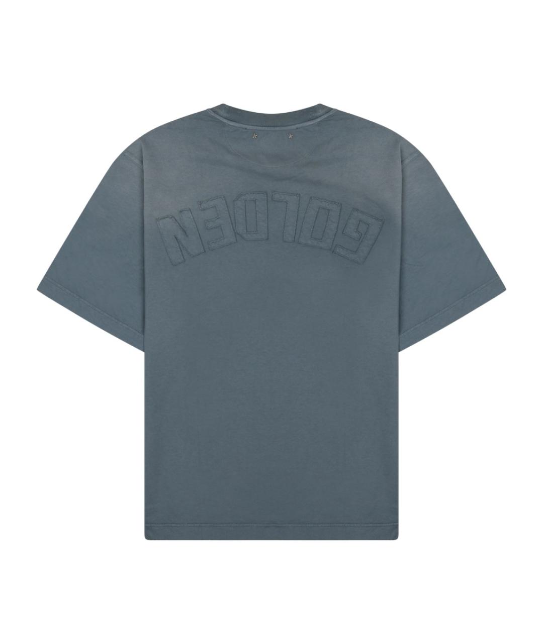 GOLDEN GOOSE DELUXE BRAND Синяя хлопковая футболка, фото 2