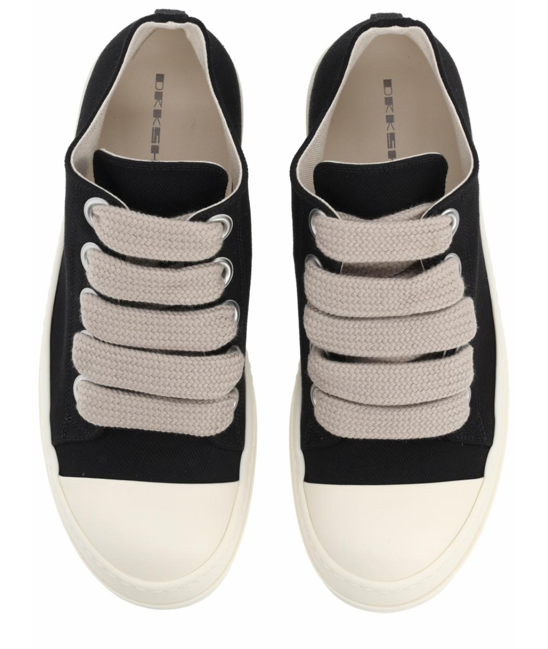 RICK OWENS DRKSHDW Черные текстильные низкие кроссовки / кеды, фото 5