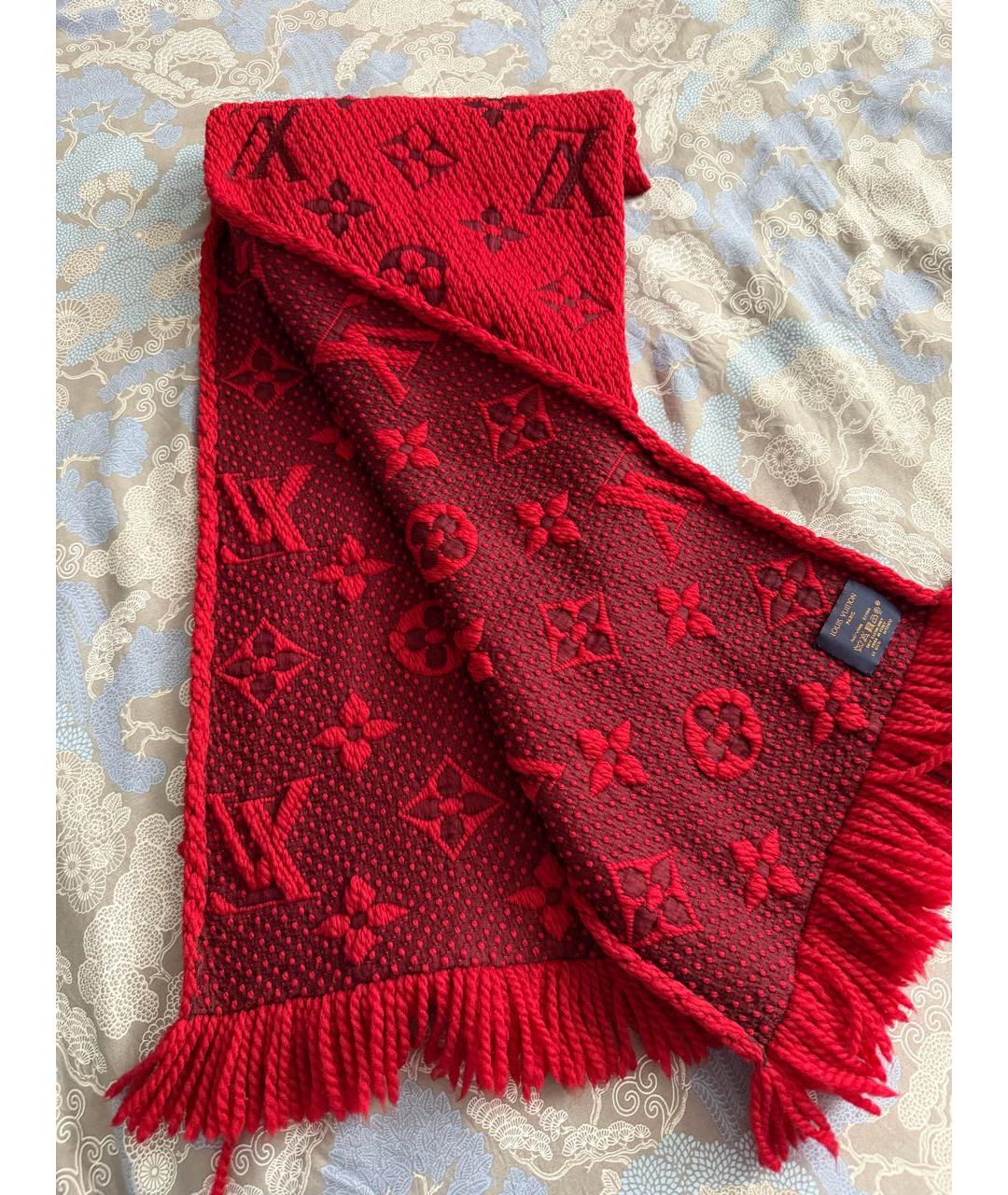 LOUIS VUITTON Красный шерстяной шарф, фото 5