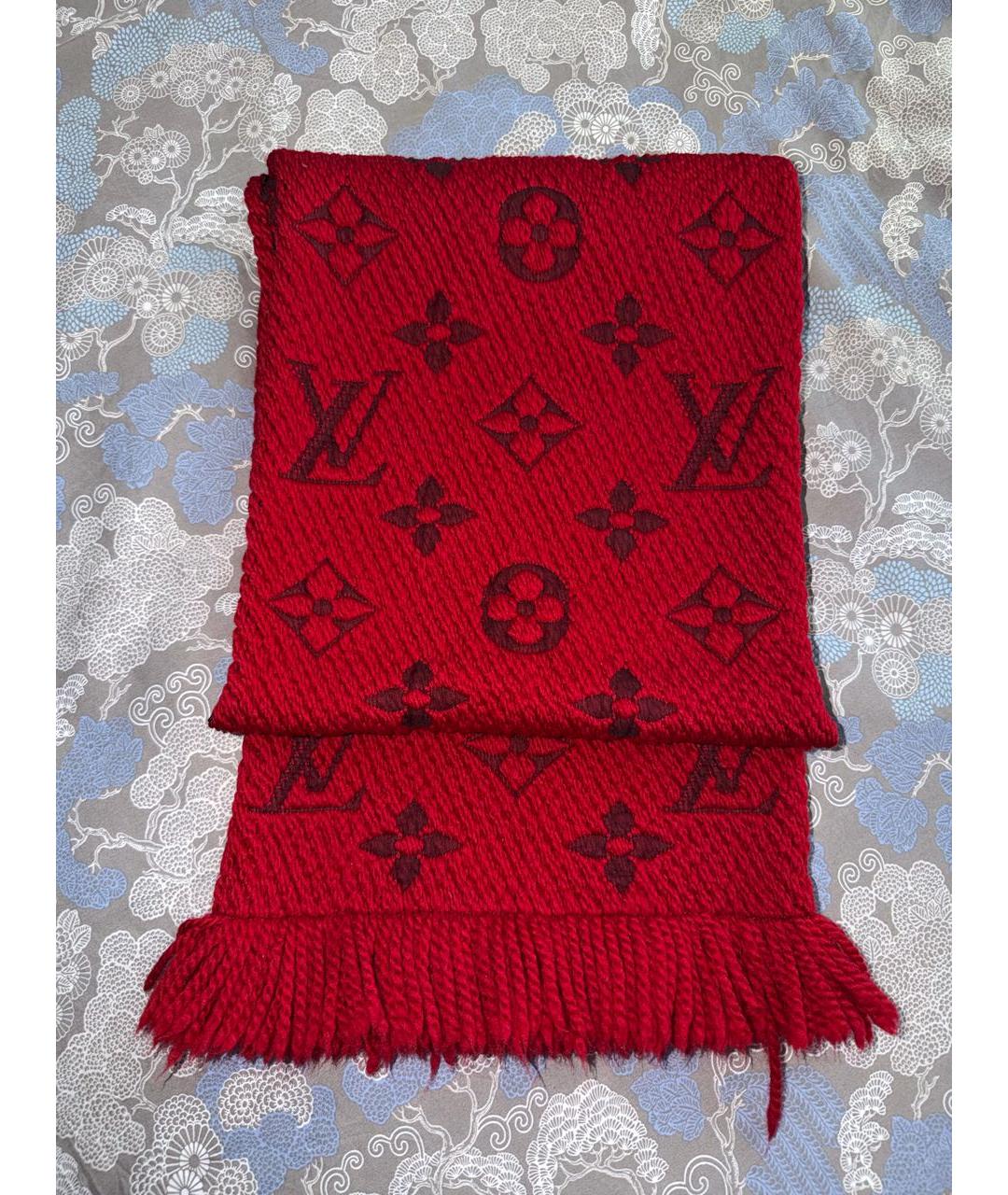 LOUIS VUITTON Красный шерстяной шарф, фото 4