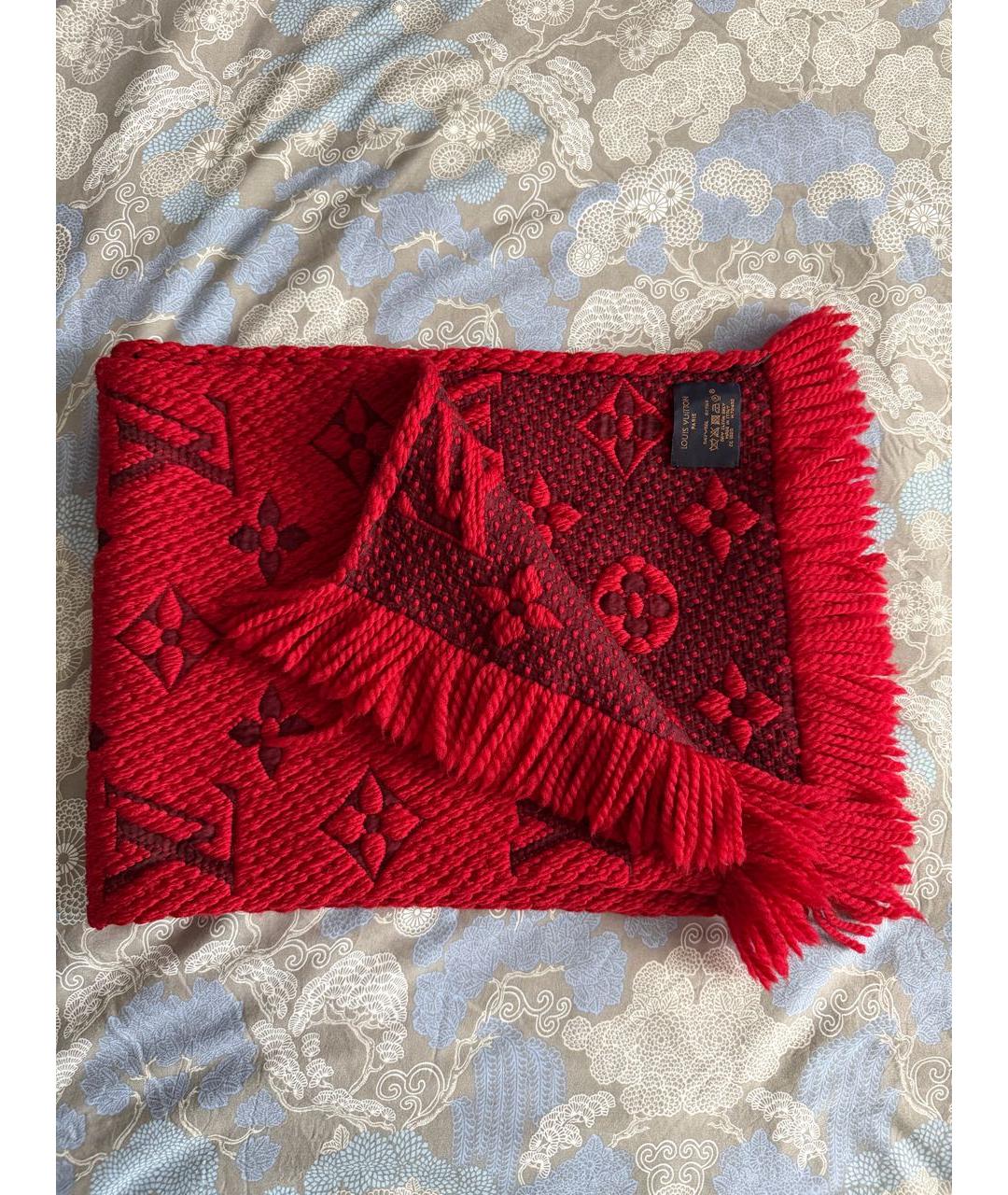 LOUIS VUITTON Красный шерстяной шарф, фото 6