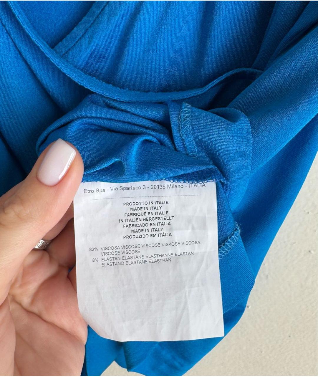 ETRO Синяя вискозная футболка, фото 7