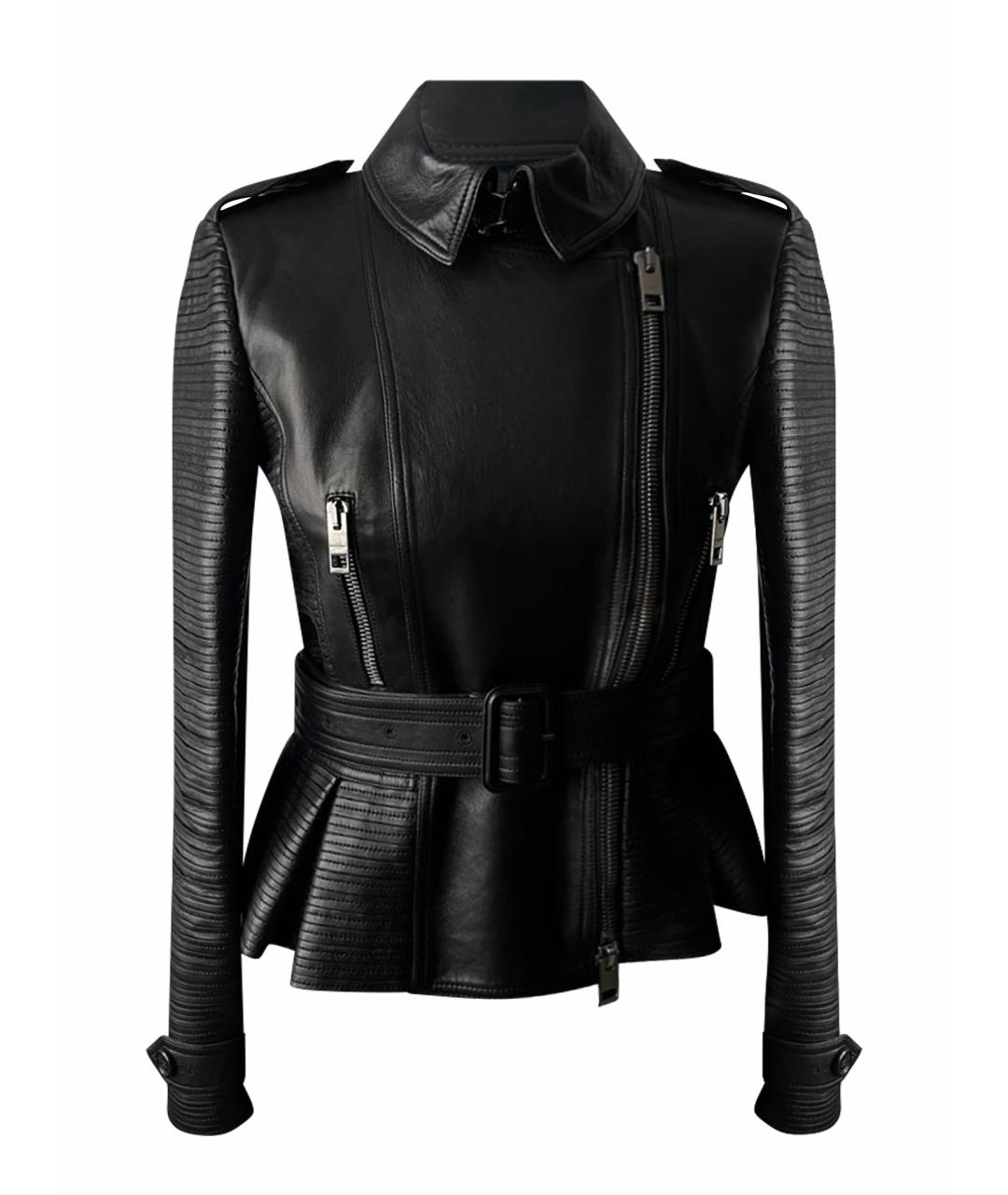 BURBERRY Черная кожаная куртка, фото 1