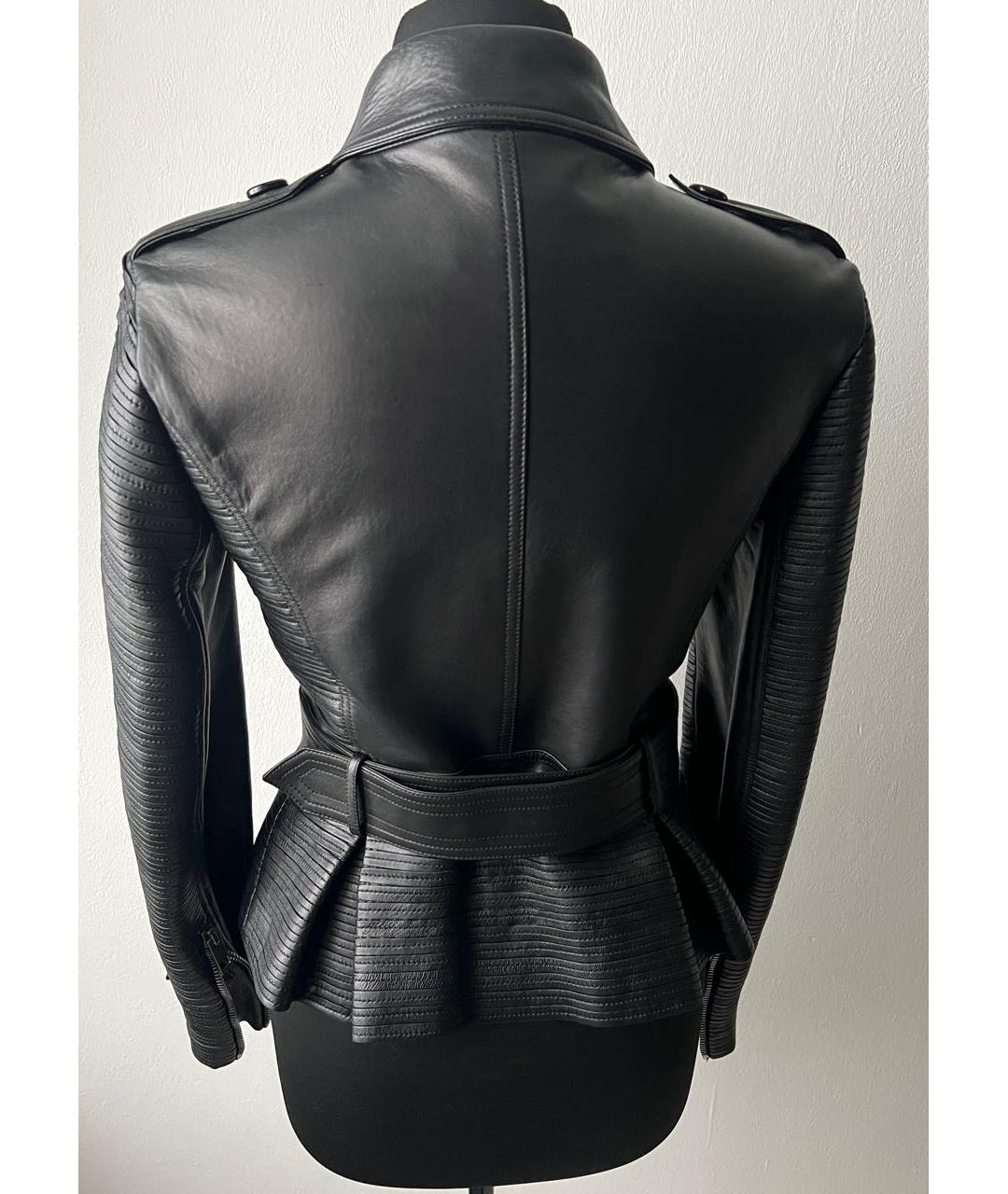 BURBERRY Черная кожаная куртка, фото 2