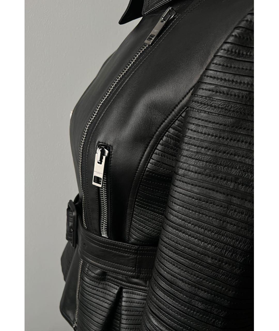 BURBERRY Черная кожаная куртка, фото 4
