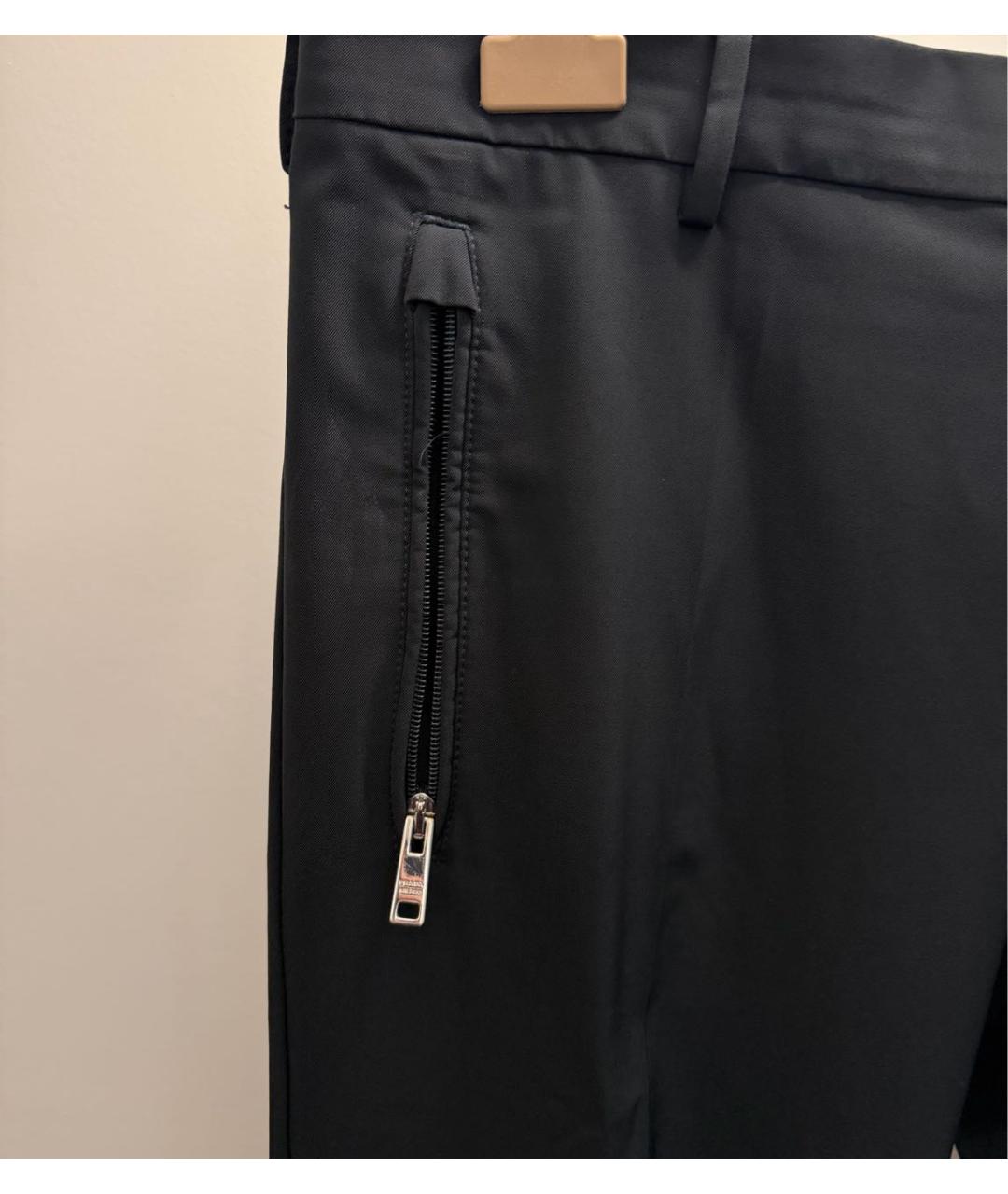 PRADA Черные хлопко-эластановые классические брюки, фото 4