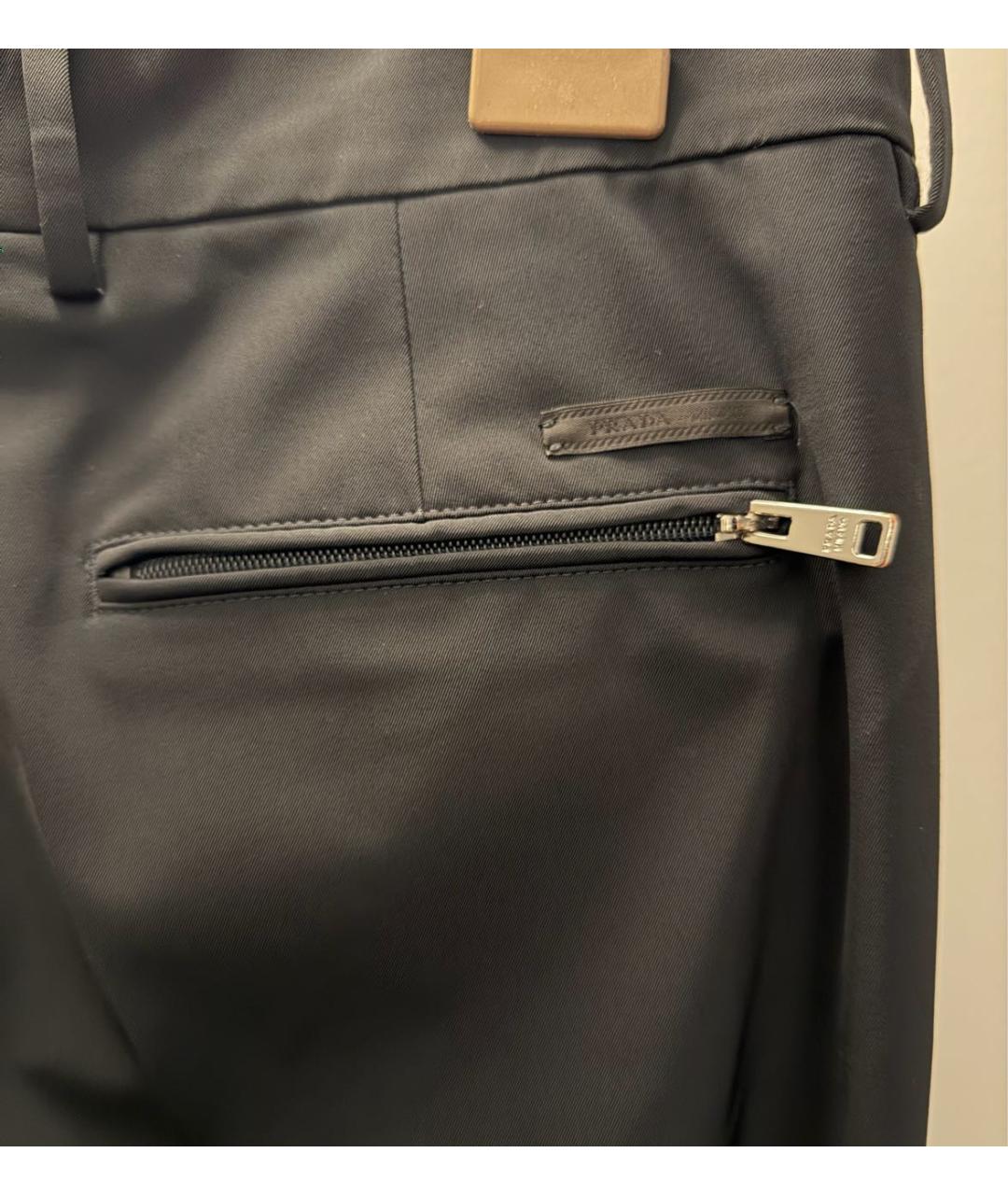 PRADA Черные хлопко-эластановые классические брюки, фото 5