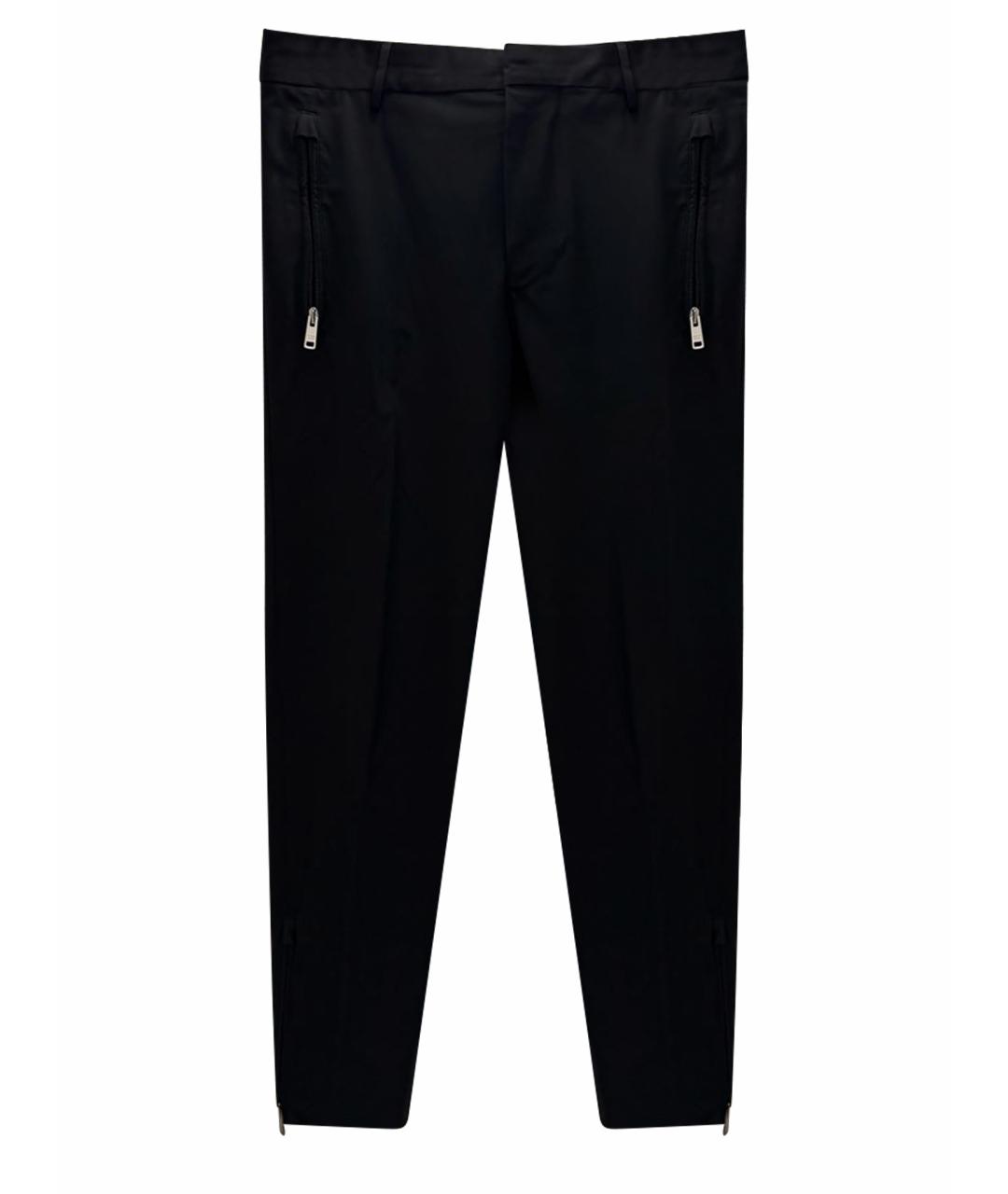 PRADA Черные хлопко-эластановые классические брюки, фото 1