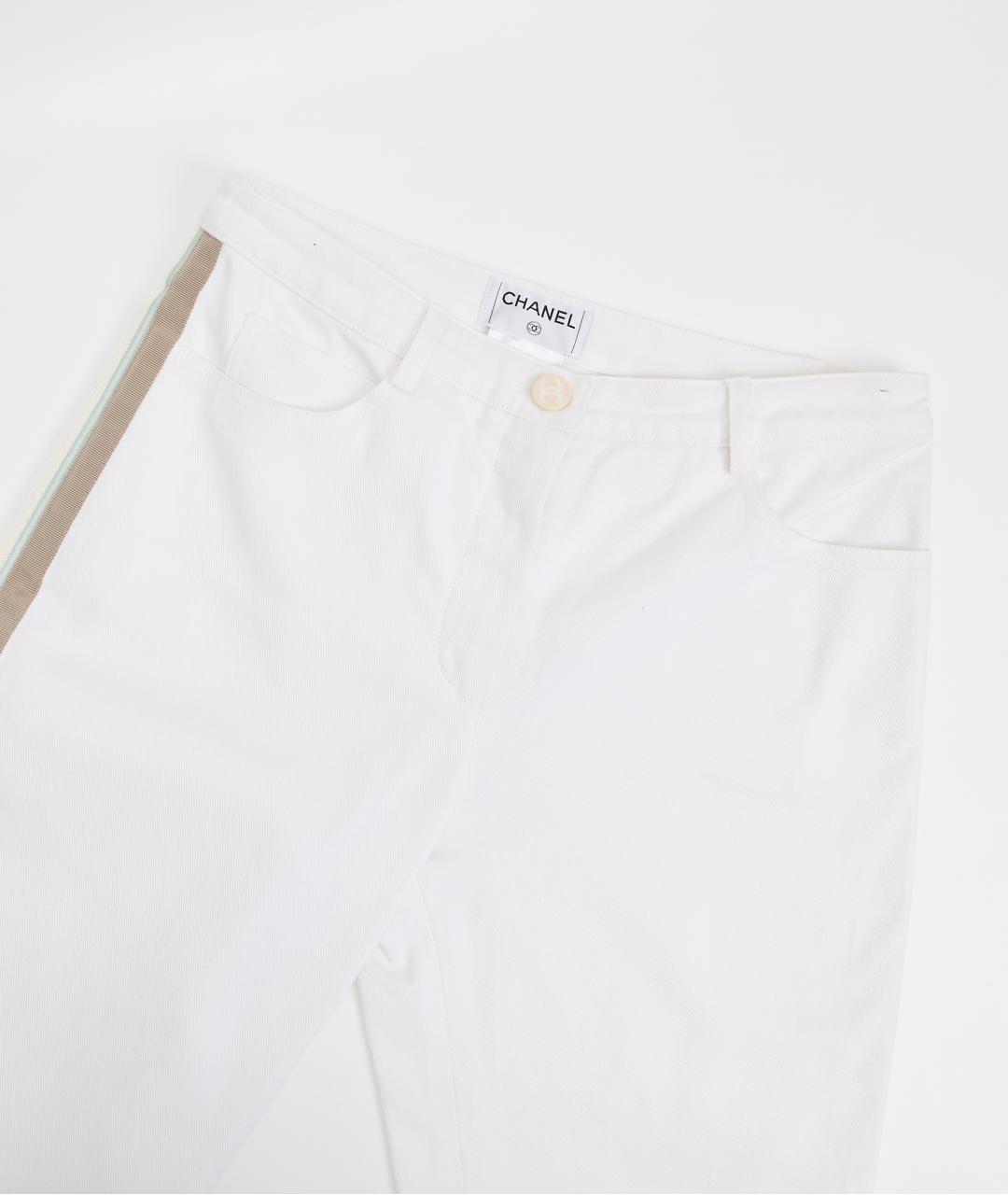 CHANEL Белые хлопковые прямые джинсы, фото 3