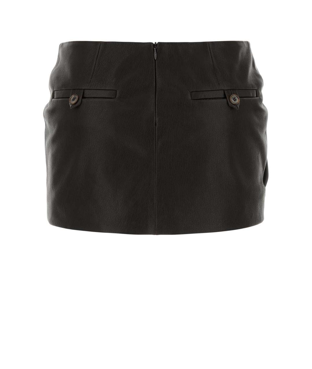 MAGDA BUTRYM Коричневая кожаная юбка мини, фото 2