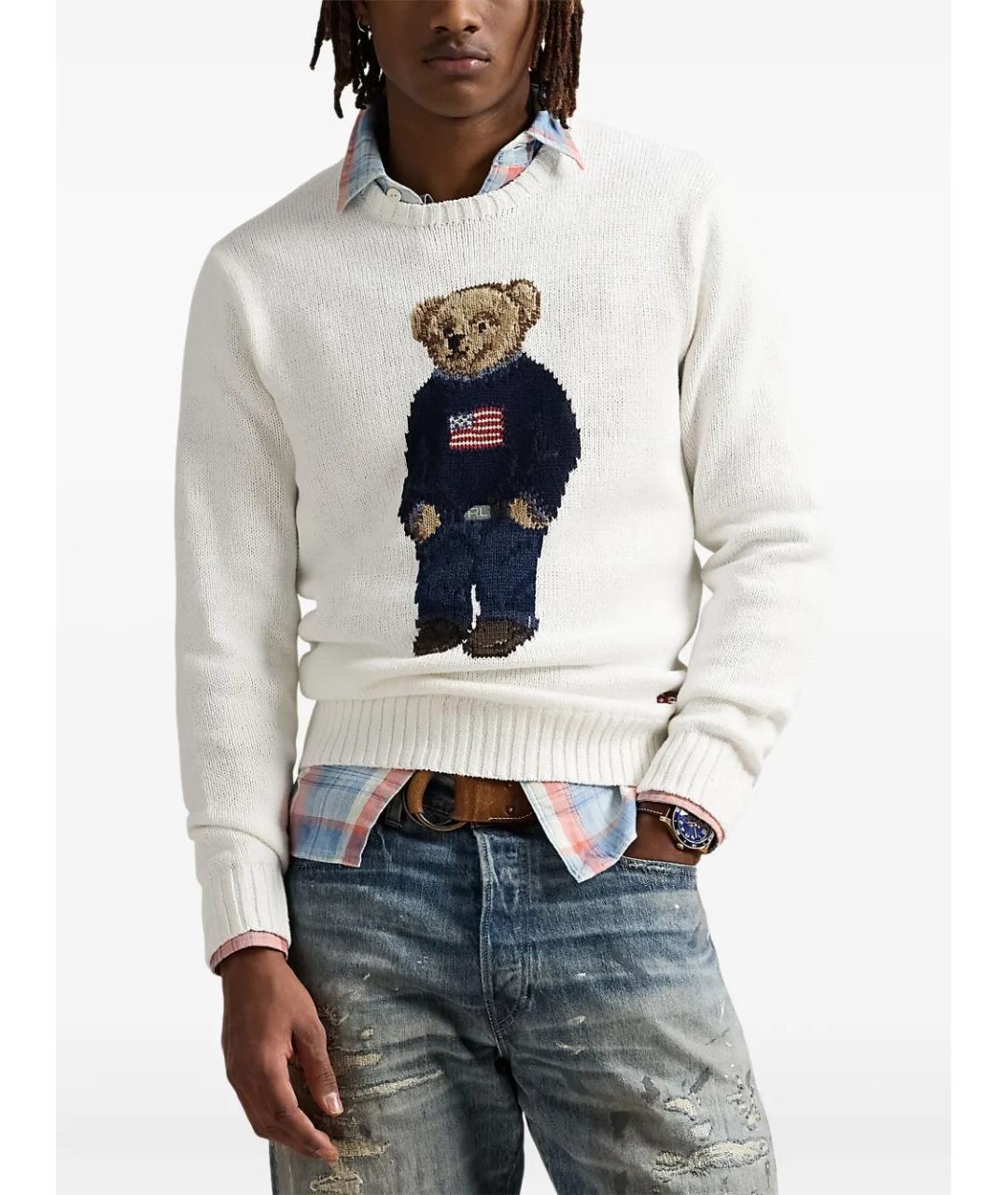 POLO RALPH LAUREN Белый льняной джемпер / свитер, фото 3