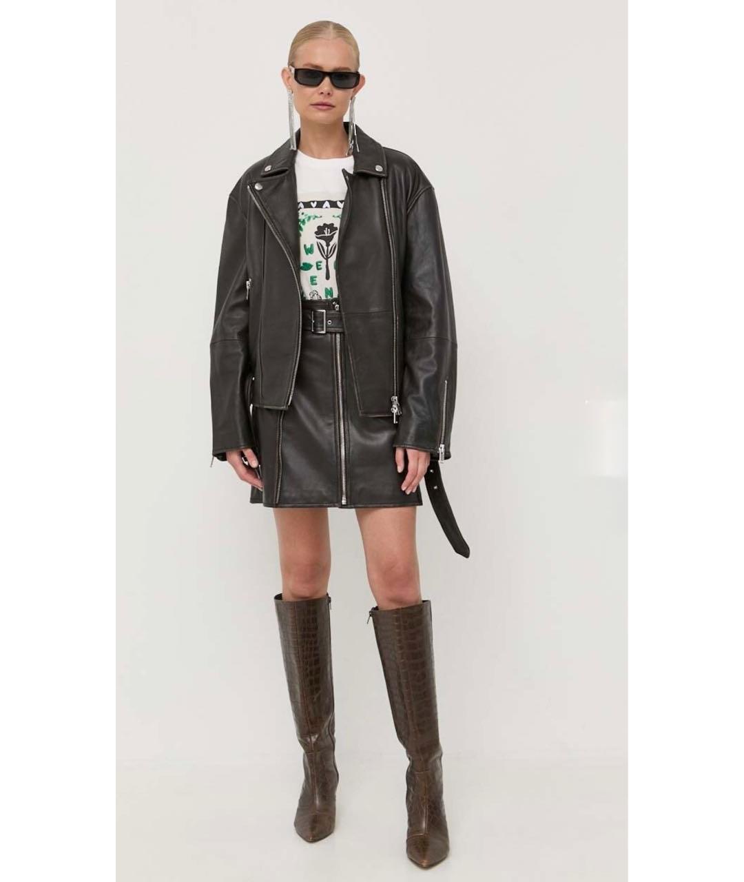 WEEKEND MAX MARA Коричневая кожаная юбка мини, фото 7