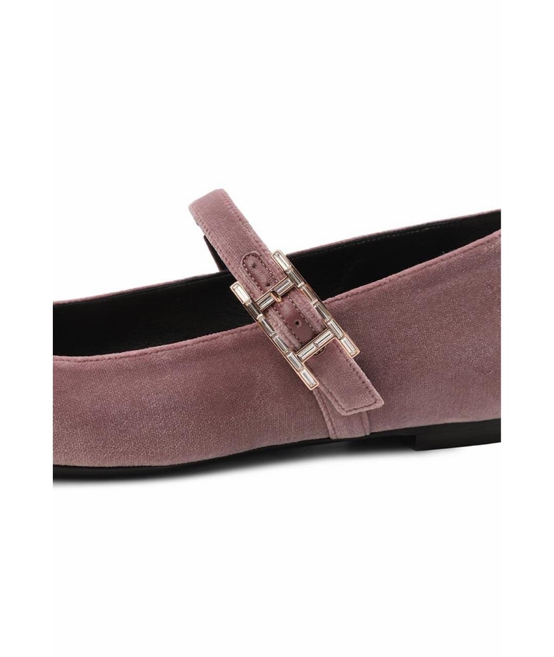 HERMES Розовые замшевые балетки, фото 4