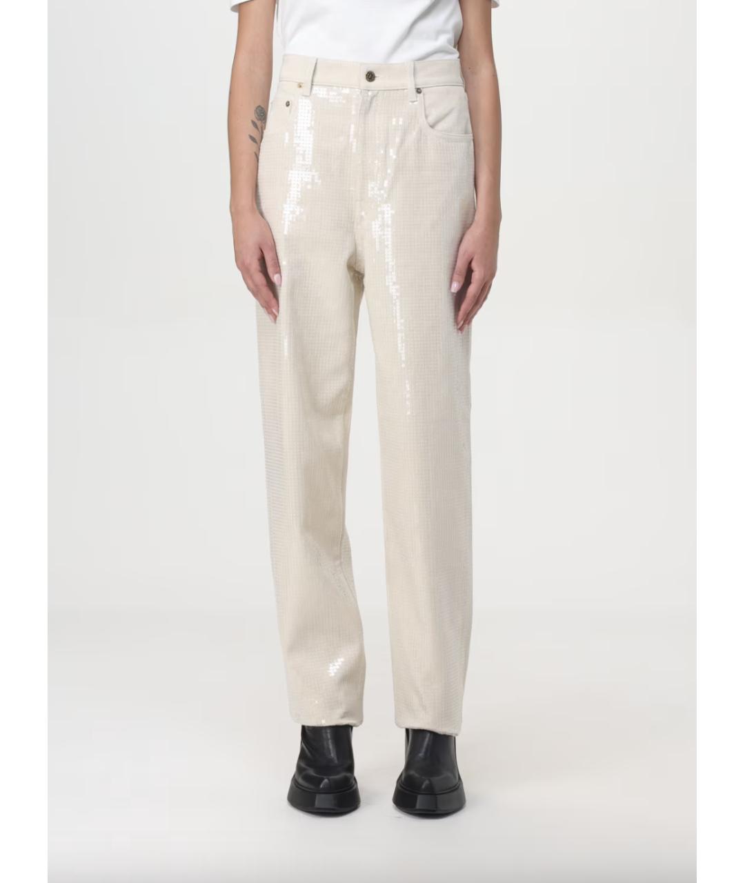 GOLDEN GOOSE DELUXE BRAND Бежевые хлопковые прямые джинсы, фото 3