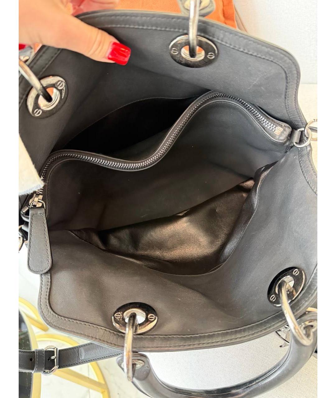 CHRISTIAN DIOR Черная кожаная сумка с короткими ручками, фото 4