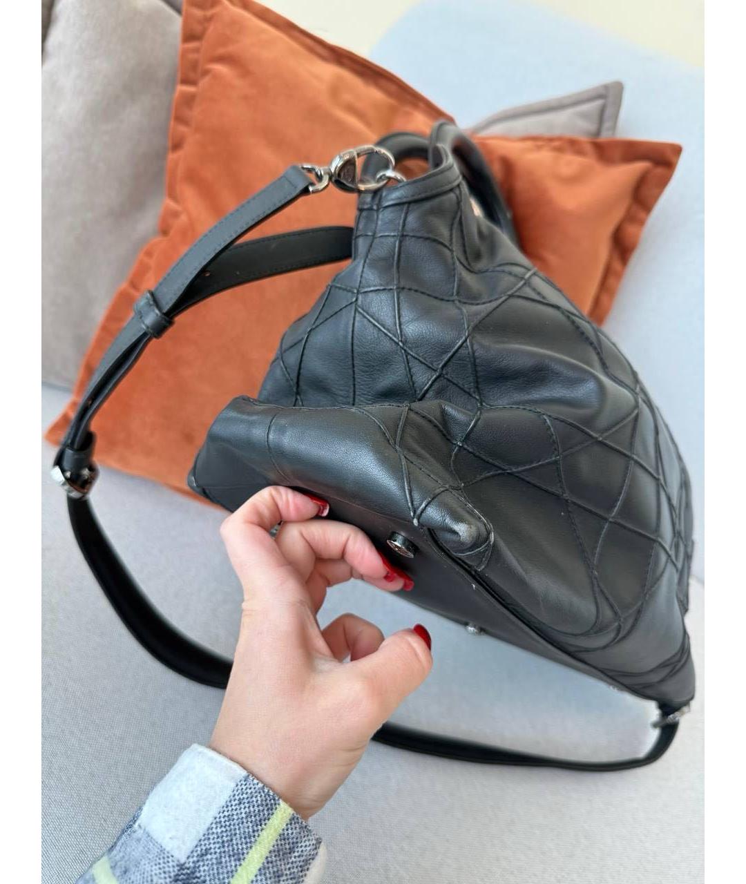 CHRISTIAN DIOR Черная кожаная сумка с короткими ручками, фото 5