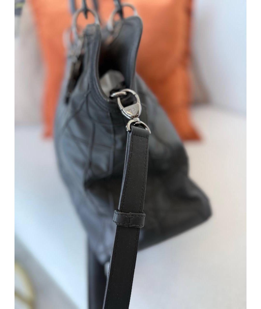 CHRISTIAN DIOR Черная кожаная сумка с короткими ручками, фото 7
