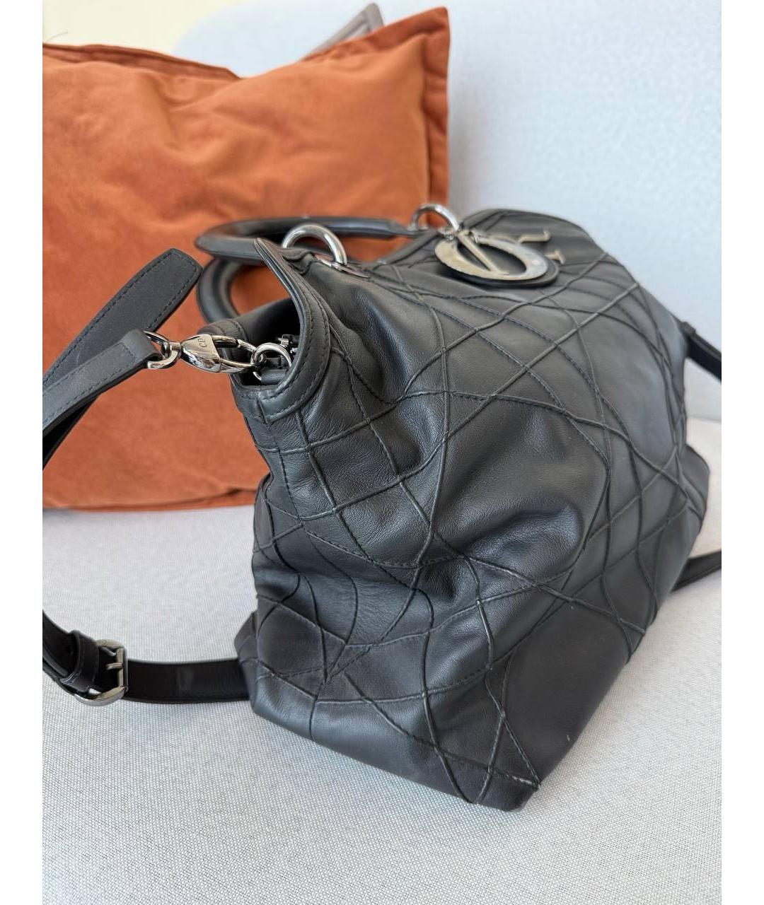 CHRISTIAN DIOR Черная кожаная сумка с короткими ручками, фото 3