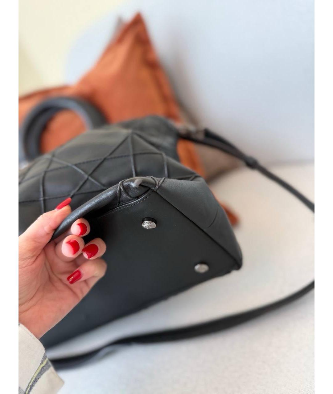 CHRISTIAN DIOR Черная кожаная сумка с короткими ручками, фото 6
